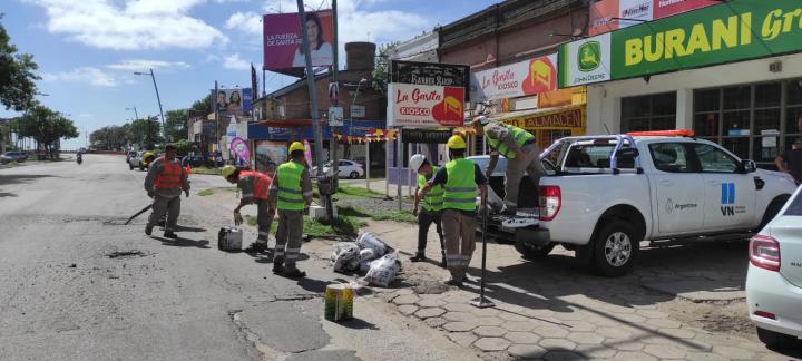 Avenida 7 de Marzo: Vialidad Nacional realizó trabajos de bacheo