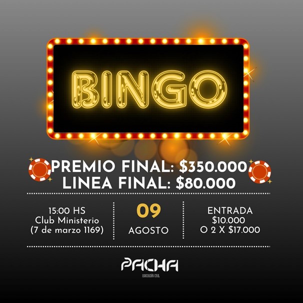 El próximo Sábado 9 de Agosto se realizará el Gran Mate Bingo de la Asociación Civil Pacha 