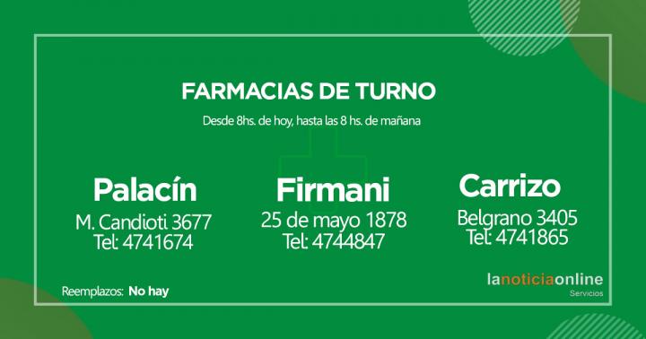 Farmacias de turno - Jueves 12 de agosto de 2021